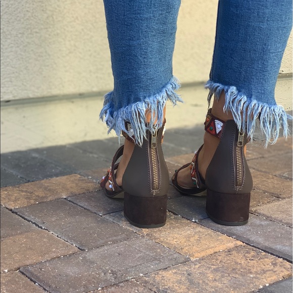 Hand Beaded Multicolor Boho Block Heel Sandal - Picture 7 of 7